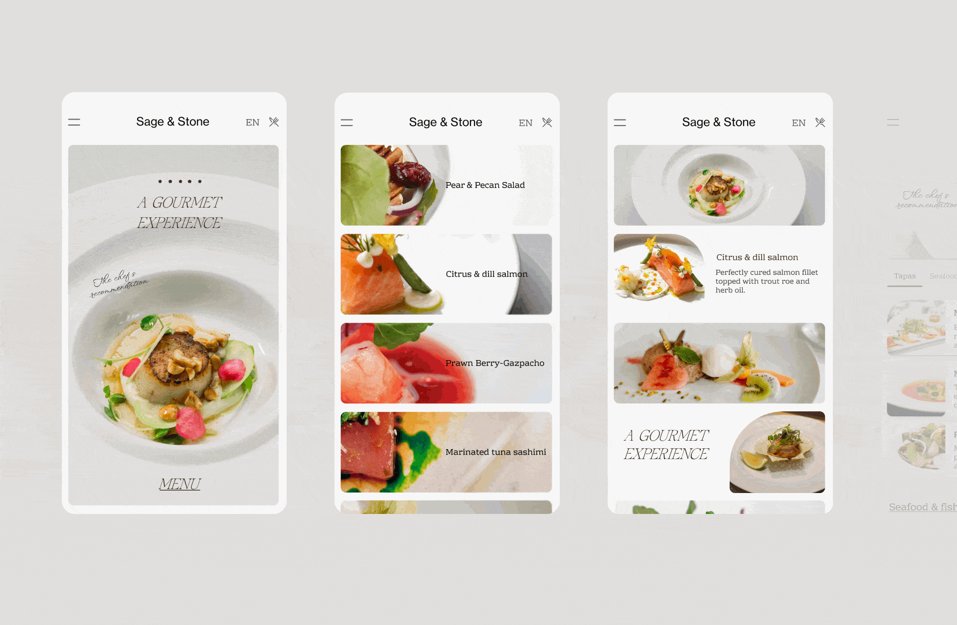 Diseño de app para experiencia gourmet